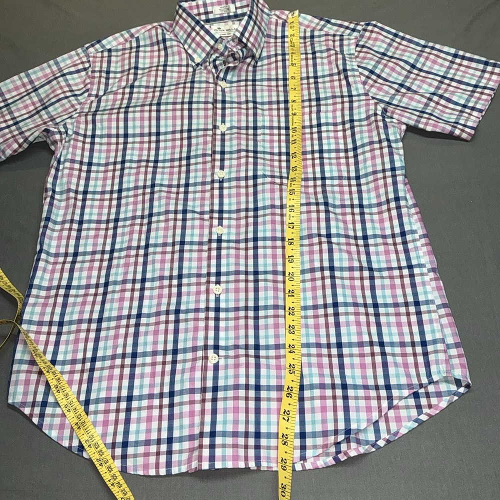Peter Millar Men's Button Down Shirt Size Medium Short Sleeve Crown Ease - Picture 3 of 4